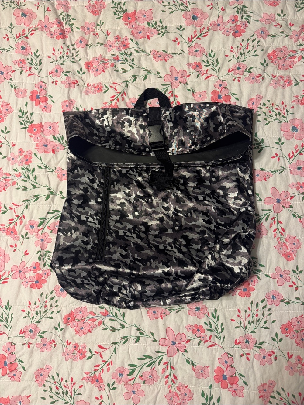 Paco Rabanne Black and Gray Camo Roll-Top Backpack